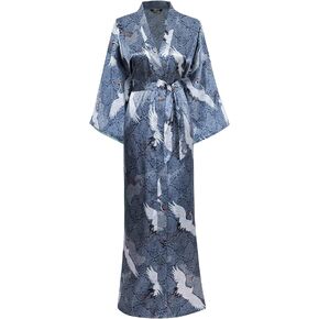 MissShorthair كيمونو رداء للنساء الأزهار حبل من الحرير مع جيوب طويلة الساتان رداء النساء الهدايا خفيفة الوزن كيمونو رداء in Kuwait