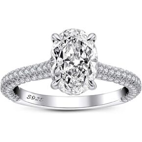 AINUOSHI Engagement Ring for Women, 2-3.5 Carats Round / Emerald / Oval / Square Cushion Cut Cubic Zirconia, 925 Sterling Silver, High Setting Women Wedding Rings, Jewelry Box Packed