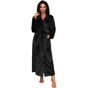 HEARTNICE Womens Long Hooded Plush Robe, Soft Thick Warm Fleece Bathrobe Full Length House Coat in Saudi Arabia
