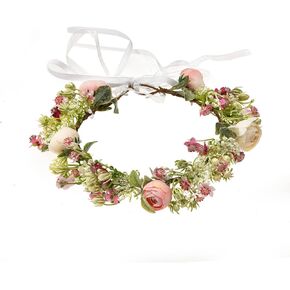 DreamLily Maternity Rose Crown Wreath Wedding Festival Floral Headpiece Birthday Photo Pops DFS22 (Rose Champagne) in Kuwait