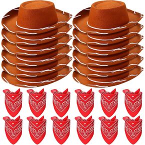 24 Pieces Cowboy Hats and Bandanas for Kids Western Cowboy Costume Hat Accessories for Birthday Western Theme Party Supplies in Saudi Arabia