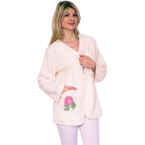 Bath & Robes Women's 100% Cotton Chenille Bed Jacket Embroidered in Kuwait