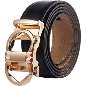 Tonywell Men's Leather Designer Belt with Fashion Comfort Click Buckle Exact Fit