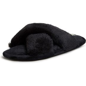 Dearfoams Women's Jessica faux faux fur Cross Band Slide Slipper in Saudi Arabia