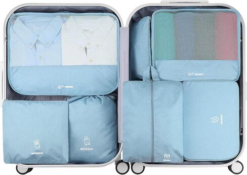 Mossio 7 Set Travel Packing Cubes - Various Size Luggage Organizers with Toiletry Bag, Laundry Bag & Shoe Bag in Kuwait