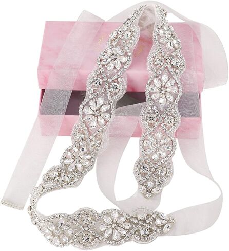 Yanstar اليدوية حزام ثوب الزفاف أحزمة الزفاف والزنانير كريستال شريط مرصع بحجر الراين حزام لفستان الزفاف وصيفه الشرف فساتين حفلات in Kuwait