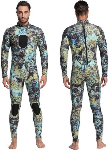 بدلة غطس رجالي من Nataly Osmann 3 مم / 1.5 مم من النيوبرين لكامل الجسم قطعة واحدة مموهة للغوص للرياضات المائية وصيد الأسماك بالرمح والغطس والسباحة وركوب الأمواج in Kuwait