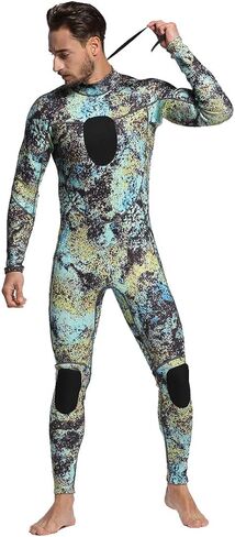 بدلة غطس رجالي من Nataly Osmann 3 مم / 1.5 مم من النيوبرين لكامل الجسم قطعة واحدة مموهة للغوص للرياضات المائية وصيد الأسماك بالرمح والغطس والسباحة وركوب الأمواج in Kuwait