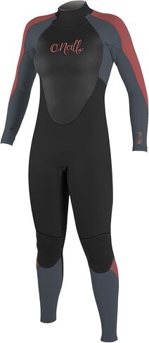 Women's Epic 3/2mm Back Zip Full Wetsuit, Black/Trade Wind/Tea Rose, 10 in Saudi Arabia