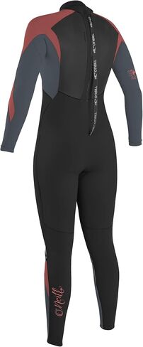 Women's Epic 3/2mm Back Zip Full Wetsuit, Black/Trade Wind/Tea Rose, 10 in Saudi Arabia