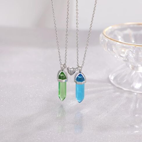 MJartoria BFF Necklace for 2 Crystal Charms Best Friend Necklace Pendant Friendship Necklace Heart Matching Necklace for Couples Gifts in Saudi Arabia