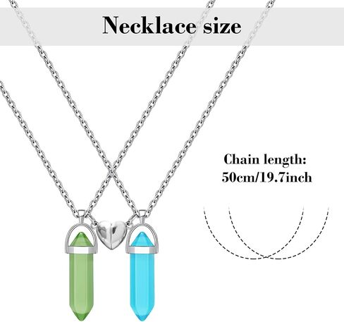 MJartoria BFF Necklace for 2 Crystal Charms Best Friend Necklace Pendant Friendship Necklace Heart Matching Necklace for Couples Gifts in Saudi Arabia