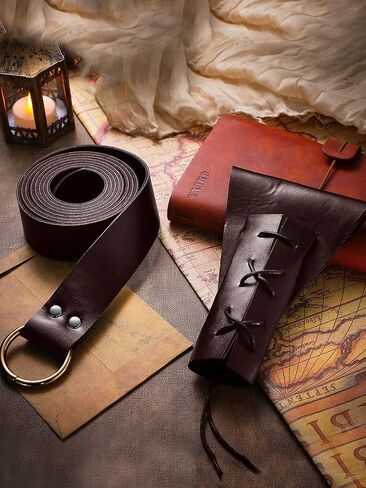 Janmercy 4 قطع من العصور الوسطى وعصر النهضة حامل السيف وحزام المبارزة والسيف للأطفال زي حامل السيف الجلدي لحفلات الهالوين in Kuwait