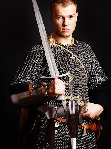 Janmercy 4 قطع من العصور الوسطى وعصر النهضة حامل السيف وحزام المبارزة والسيف للأطفال زي حامل السيف الجلدي لحفلات الهالوين in Kuwait