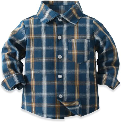 Toddler Baby Boy Girl Plaid Shirt Long Sleeve Button Down Dress Shirt for Holiday in Kuwait