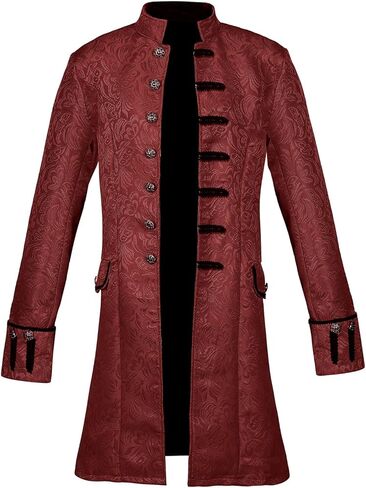 Kahbin Men Steampunk Costume Tailcoat Jacket Vintage Medieval Costume Gothic Vampire Trench Coat Frock Halloween Costume in Saudi Arabia