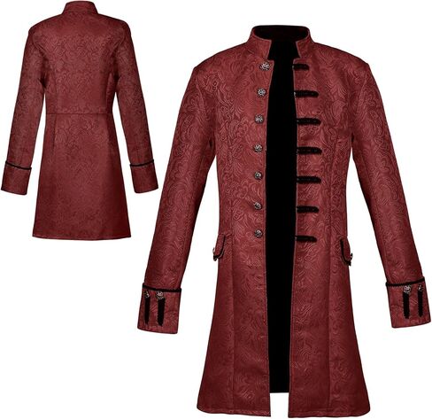 Kahbin Men Steampunk Costume Tailcoat Jacket Vintage Medieval Costume Gothic Vampire Trench Coat Frock Halloween Costume in Saudi Arabia