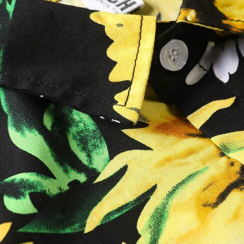 Little Big Boys' Hawaiian Shirt Cotton Button Down Short Sleeve Beach Casual Top in Kuwait