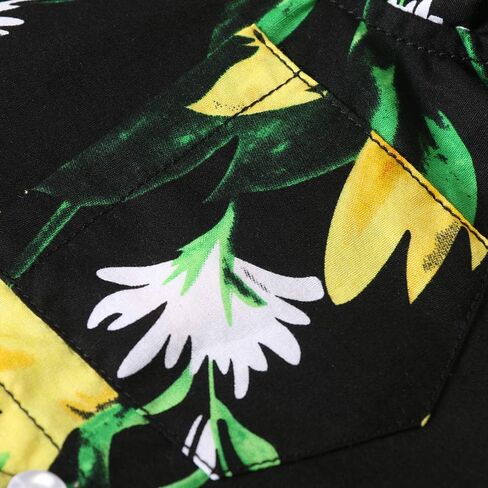 Little Big Boys' Hawaiian Shirt Cotton Button Down Short Sleeve Beach Casual Top in Kuwait