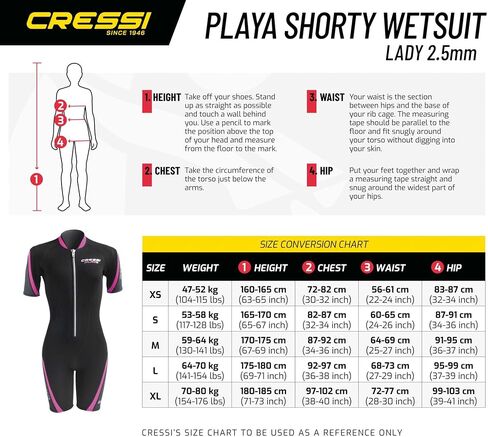 Shorty Women's Wetsuit for Scuba Diving, Snorkeling, Windsurfing - 2.5mm Neoprene | PLAYA by Cressi: quality since 1946 in Saudi Arabia