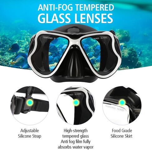 NBZZ Dry Snorkel Set,Snorkeling Gear for Adults,Swimming Snorkel Mask,Scuba Diving Snorkel Gear with Carrying Bag for Youth Men Womens in Kuwait