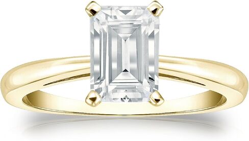 Diamond Wish 14k Yellow Gold Emerald-cut Solitaire Diamond Engagement Ring (1/4-1 carat tw, White, I1-I2) 4-Prong Set, Size 4-9 in Saudi Arabia