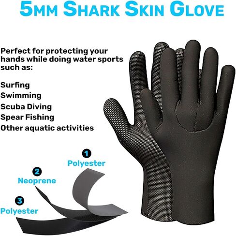 H2ODYSSEY 5mm Shark Skin Glove - Comfortable Stretch Scuba Gloves in Kuwait