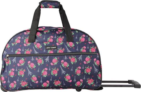 Betsey Johnson Designer Carry On Luggage Collection - Lightweight Pattern 22 Inch Duffel Bag- Weekender Overnight Business Travel Suitcase with 2- Rolling Spinner Wheels (Flamingo Strut) in Kuwait