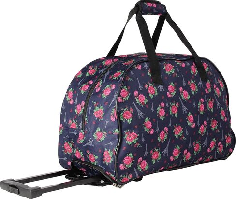 Betsey Johnson Designer Carry On Luggage Collection - Lightweight Pattern 22 Inch Duffel Bag- Weekender Overnight Business Travel Suitcase with 2- Rolling Spinner Wheels (Flamingo Strut) in Kuwait