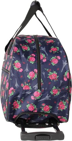 Betsey Johnson Designer Carry On Luggage Collection - Lightweight Pattern 22 Inch Duffel Bag- Weekender Overnight Business Travel Suitcase with 2- Rolling Spinner Wheels (Flamingo Strut) in Kuwait