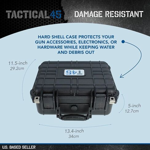 حافظة صلبة التكتيكية 45 مع رغوة - حافظات حماية قابلة للقفل مقاس 13.4 × 11.5 بوصة لملحقات الأسلحة أو الأجهزة الإلكترونية أو الأجهزة in Kuwait