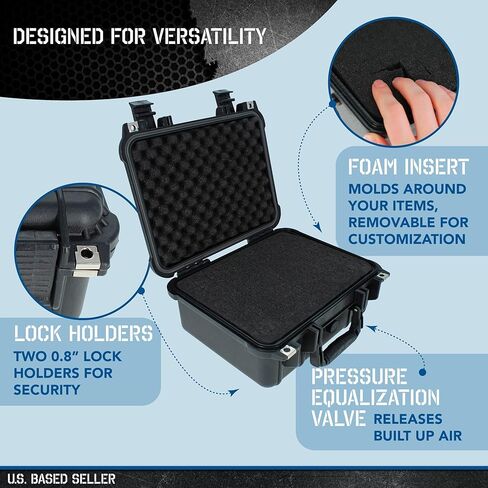 حافظة صلبة التكتيكية 45 مع رغوة - حافظات حماية قابلة للقفل مقاس 13.4 × 11.5 بوصة لملحقات الأسلحة أو الأجهزة الإلكترونية أو الأجهزة in Kuwait