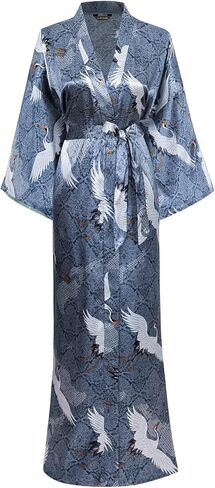 MissShorthair كيمونو رداء للنساء الأزهار حبل من الحرير مع جيوب طويلة الساتان رداء النساء الهدايا خفيفة الوزن كيمونو رداء in Kuwait