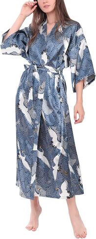 MissShorthair كيمونو رداء للنساء الأزهار حبل من الحرير مع جيوب طويلة الساتان رداء النساء الهدايا خفيفة الوزن كيمونو رداء in Kuwait