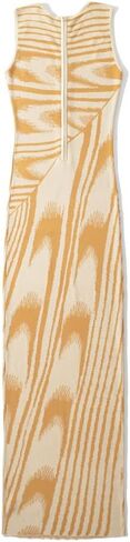efvandoloe Summer Chic Abstract Knitted Long Dress Women Crew Neck Sleeveless Stretchable Slim Maxi Dresses in Kuwait