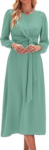 فستان XIONGMEI نسائي خريفي غير رسمي بأكمام طويلة 2023 برباط عنق وخصر وسحاب عادي ماكسي لحفلات الزفاف وحفلات الكوكتيل in Kuwait