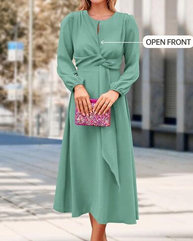 فستان XIONGMEI نسائي خريفي غير رسمي بأكمام طويلة 2023 برباط عنق وخصر وسحاب عادي ماكسي لحفلات الزفاف وحفلات الكوكتيل in Kuwait