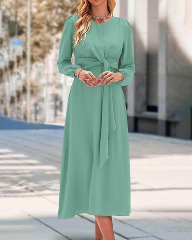 فستان XIONGMEI نسائي خريفي غير رسمي بأكمام طويلة 2023 برباط عنق وخصر وسحاب عادي ماكسي لحفلات الزفاف وحفلات الكوكتيل in Kuwait