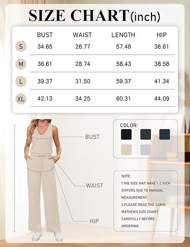 سارين ماثيوز جمبسوت برقبة على شكل حرف V للنساء جمبسوت كاجوال من أساسيات الهواء بدون أكمام بأرجل واسعة وسراويل طويلة مع جيوب in Kuwait