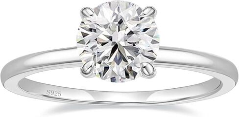 EAMTI 1.2 قيراط مويسانيتي خواتم 925 فضة خواتم الخطبة للنساء قطع مستديرة وعد خواتم الزفاف عصابات الزفاف مذهلة للنساء حجم 3-11 in Kuwait