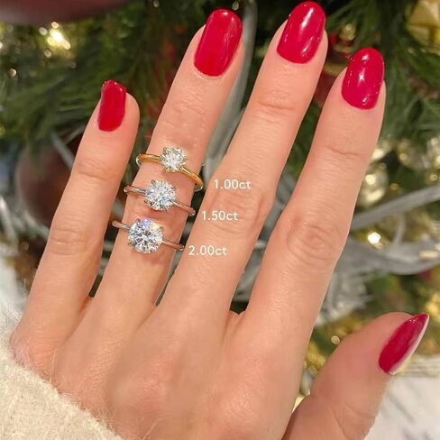 EAMTI 1.2 قيراط مويسانيتي خواتم 925 فضة خواتم الخطبة للنساء قطع مستديرة وعد خواتم الزفاف عصابات الزفاف مذهلة للنساء حجم 3-11 in Kuwait