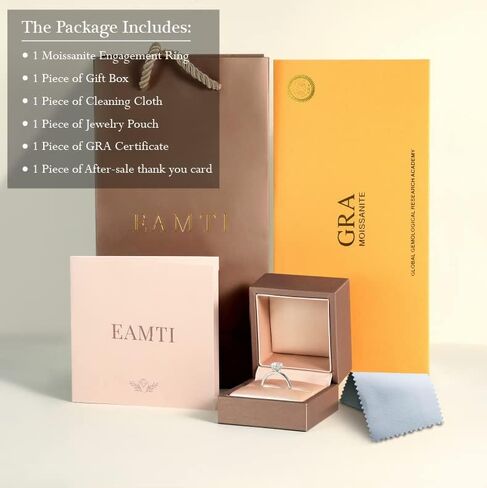 EAMTI 1.2 قيراط مويسانيتي خواتم 925 فضة خواتم الخطبة للنساء قطع مستديرة وعد خواتم الزفاف عصابات الزفاف مذهلة للنساء حجم 3-11 in Kuwait