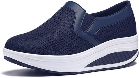 L LOUBIT Women Wedge Shoes Breathable Mesh Sneakers Slip On Comfort Walking Shoes in Kuwait