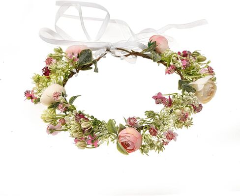 DreamLily Maternity Rose Crown Wreath Wedding Festival Floral Headpiece Birthday Photo Pops DFS22 (Rose Champagne) in Kuwait