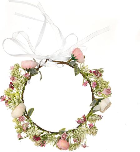 DreamLily Maternity Rose Crown Wreath Wedding Festival Floral Headpiece Birthday Photo Pops DFS22 (Rose Champagne) in Kuwait