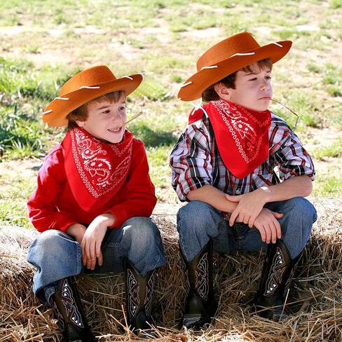 24 Pieces Cowboy Hats and Bandanas for Kids Western Cowboy Costume Hat Accessories for Birthday Western Theme Party Supplies in Kuwait