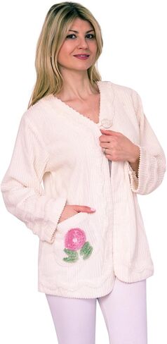 Bath & Robes Women's 100% Cotton Chenille Bed Jacket Embroidered in Kuwait