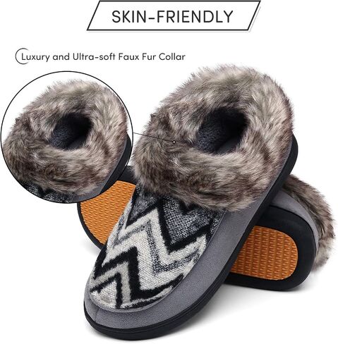 Mishansha Women's House Shoes Memory Foam Suede Moccasin Slippers Winter Warm Fleece Lined Home Shoes with Anti-Skid Rubber Sole in Saudi Arabia