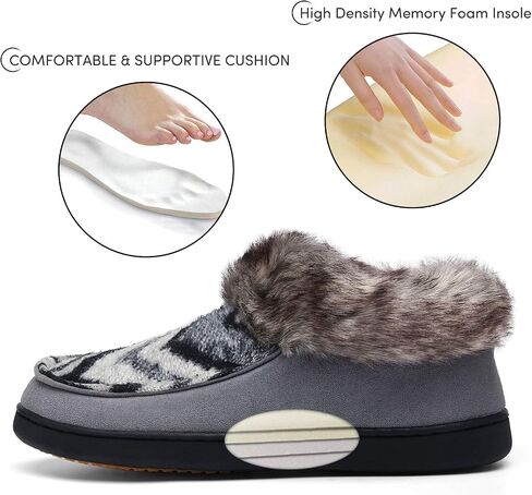 Mishansha Women's House Shoes Memory Foam Suede Moccasin Slippers Winter Warm Fleece Lined Home Shoes with Anti-Skid Rubber Sole in Saudi Arabia