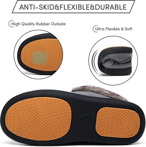 Mishansha Women's House Shoes Memory Foam Suede Moccasin Slippers Winter Warm Fleece Lined Home Shoes with Anti-Skid Rubber Sole in Saudi Arabia
